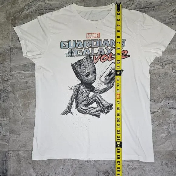 Mens Marvel T-Shirt Baby Groot Guardians of Galaxy vol. 2 Short Sleeve White - Picture 7 of 9